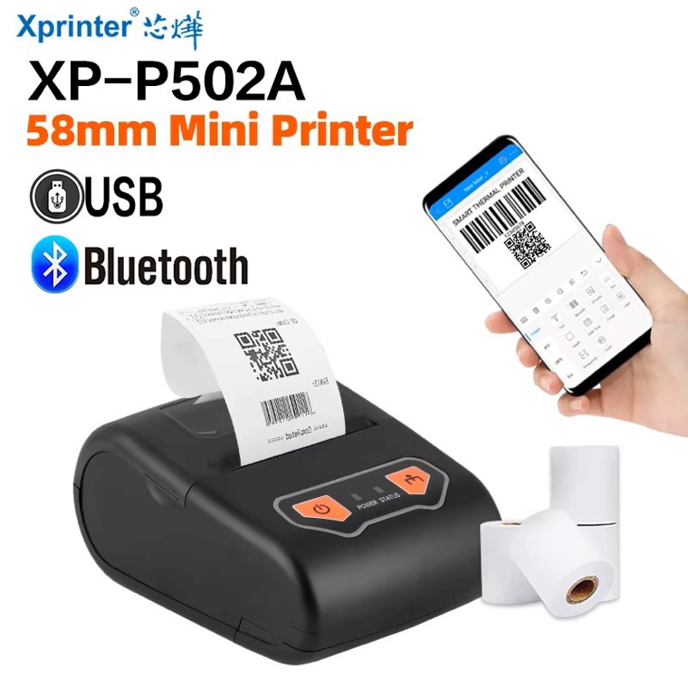 Xprinter XP-P502A, USB+Bluetooth, от сети и от батареи